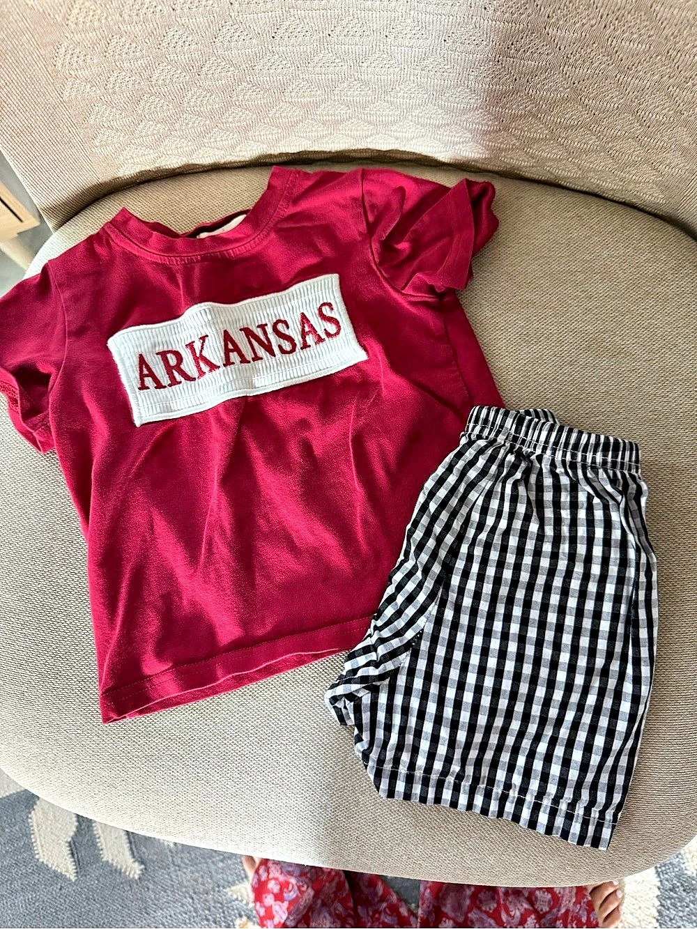 Marie Nicole Clothing Arkansas Smocked Gingham Outfit Red
